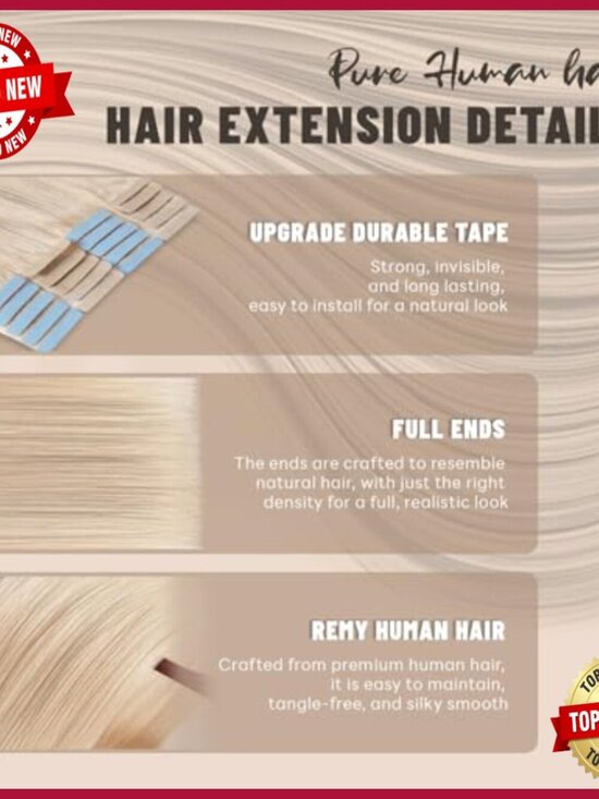 16 Inch Tape In Hair Extensions 50g 20Pcs Human Hair Remy Straight
